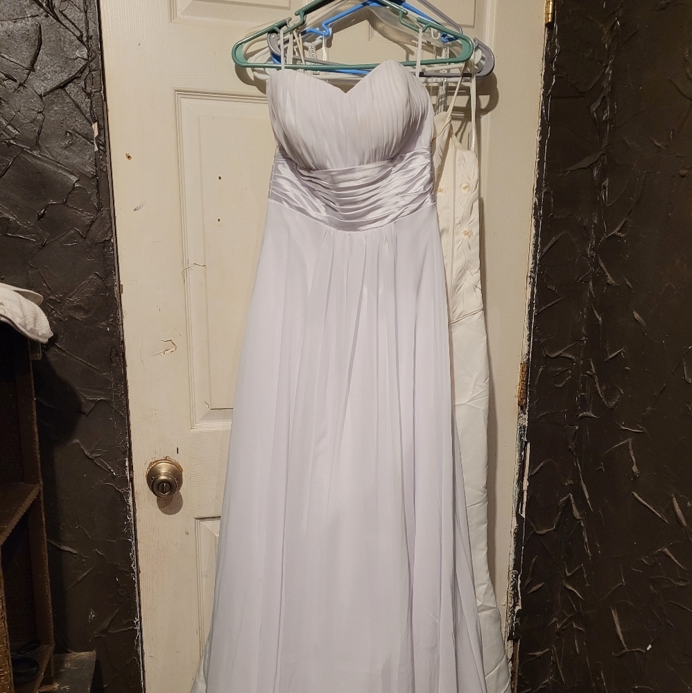 Long white wedding dress with train